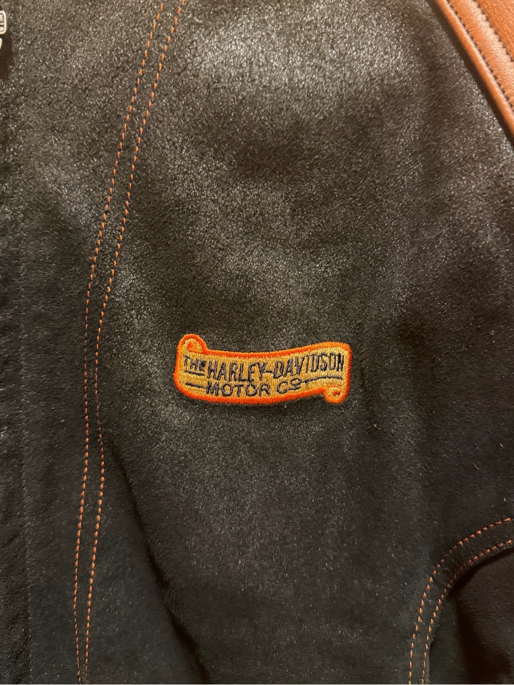Authentic Harley Davidson Motorcycle Logo Leather Jacket Black Brown Size L - Picture 8 of 16
